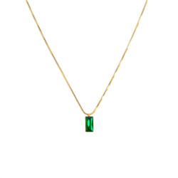 Collana Donna Marlù 33CN0017G-V Vision in Acciaio Oro Catena Snake Zircone Verde