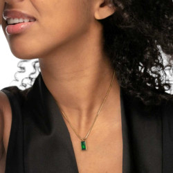 Collana Donna Marlù 33CN0017G-V Vision in Acciaio Oro Catena Snake Zircone Verde