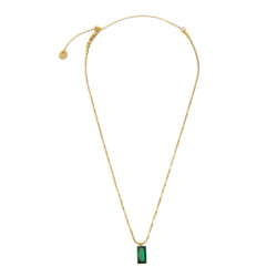Collana Donna Marlù 33CN0017G-V Vision in Acciaio Oro Catena Snake Zircone Verde