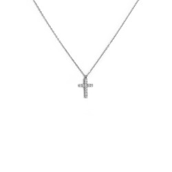 Collana Donna Marlù 31CN0005-W Croce Pendente in Acciaio Silver e ZIrconi