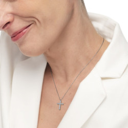 Collana Donna Marlù 31CN0005-W Croce Pendente in Acciaio Silver e ZIrconi