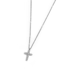 Collana Donna Marlù 31CN0005-W Croce Pendente in Acciaio Silver e ZIrconi