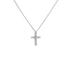 Collana Donna Marlù 31CN0006-W Croce Pendente in Acciaio Silver e ZIrconi