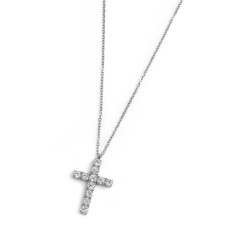 Collana Donna Marlù 31CN0006-W Croce Pendente in Acciaio Silver e ZIrconi