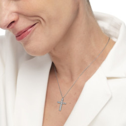 Collana Donna Marlù 31CN0006-W Croce Pendente in Acciaio Silver e ZIrconi
