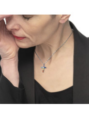 Collana Donna Marlù 31CN0007-RGB Croce Pendente in Acciaio Silver baguette e ZIrconi