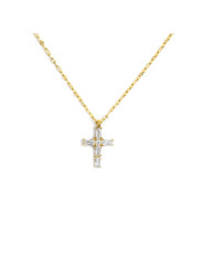 Collana Donna Marlù 31CN0007G-W Croce Pendente in Acciaio Oro e Zirconi