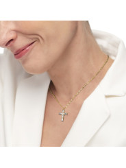 Collana Donna Marlù 31CN0007G-W Croce Pendente in Acciaio Oro e Zirconi