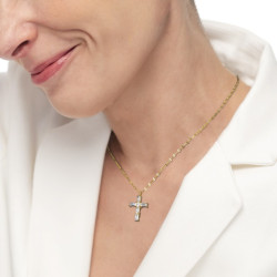 Collana Donna Marlù 31CN0007G-W Croce Pendente in Acciaio Oro e Zirconi