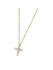 Collana Donna Marlù 31CN0007G-W Croce Pendente in Acciaio Oro e Zirconi