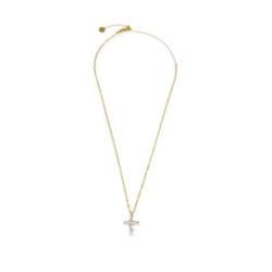 Collana Donna Marlù 31CN0007G-W Croce Pendente in Acciaio Oro e Zirconi