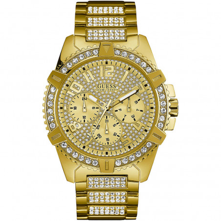 Men's Chronograph Watch Guess W0799G2 in gold color steel with crystals