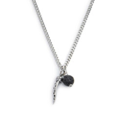 Collana Unisex Marlù 33CO0022-N Acciaio Silver corno pendente e pietra lavica