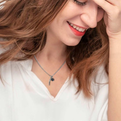 Collana Unisex Marlù 33CO0022-N Acciaio Silver corno pendente e pietra lavica