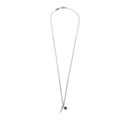 Collana Unisex Marlù 33CO0022-N Acciaio Silver corno pendente e pietra lavica