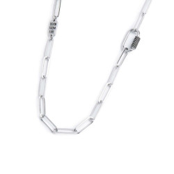 Collana Unisex Marlù 33CO0024 catena maglia larga diamantata con elemento ovale al centro