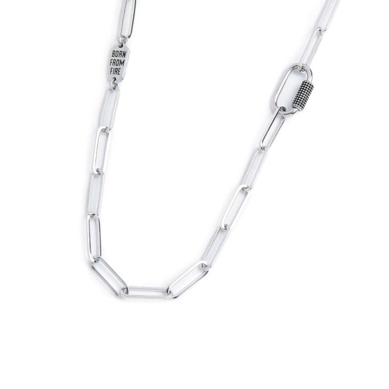 Collana Unisex Marlù 33CO0024 catena maglia larga diamantata con elemento ovale al centro Collana Unisex Marlù 33CO0024 catena maglia larga diamantata con elemento ovale al centro