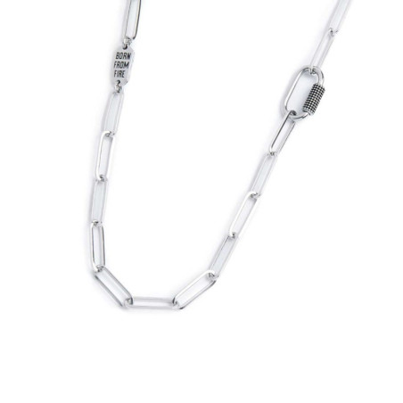 Collana Unisex Marlù 33CO0024 catena maglia larga diamantata con elemento ovale al centro