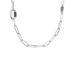 Collana Unisex Marlù 33CO0024 catena maglia larga diamantata con elemento ovale al centro