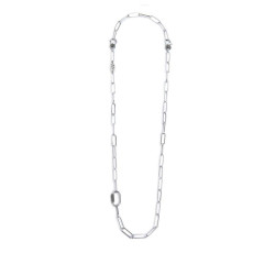 Collana Unisex Marlù 33CO0024 catena maglia larga diamantata con elemento ovale al centro