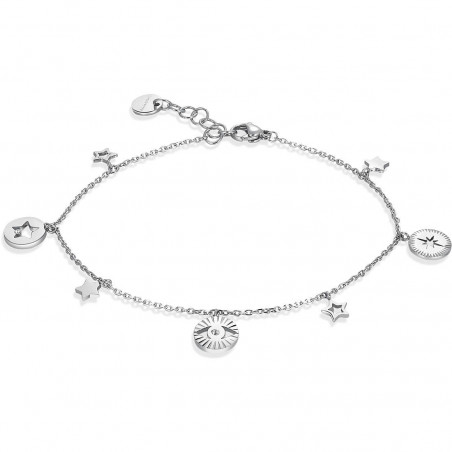 Women's Anklet Brosway Chant BAH15 in Steel and Crystals with Pendants