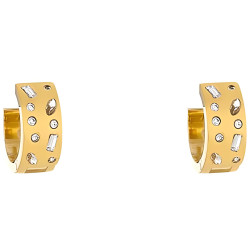 Earrings Woman LIU JO LJ1833 Round Gold Color with White Zircons