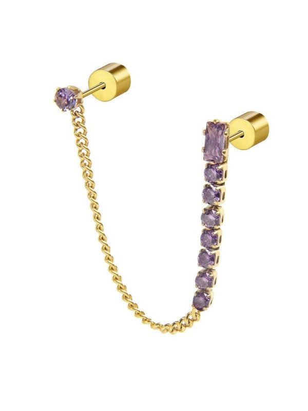 Orecchino a Lobo Donna Marlù 31OR0003G-P Multindosso Tennis Pendente Oro e Viola