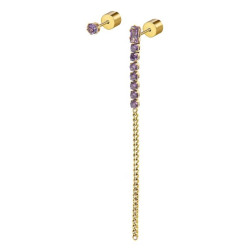 Orecchino a Lobo Donna Marlù 31OR0003G-P Multindosso Tennis Pendente Oro e Viola