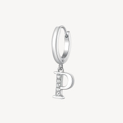 Mono Orecchino Donna Brosway Chakra BHKE072 in Acciaio Silver Lettera P