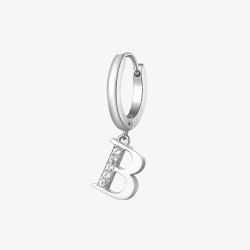Mono Orecchini Donna Brosway Chakra BHKE058 in Acciaio Silver Lettera B