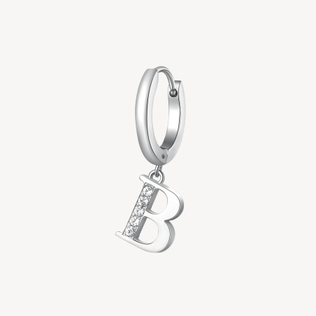 Mono Orecchini Donna Brosway Chakra BHKE058 in Acciaio Silver Lettera B