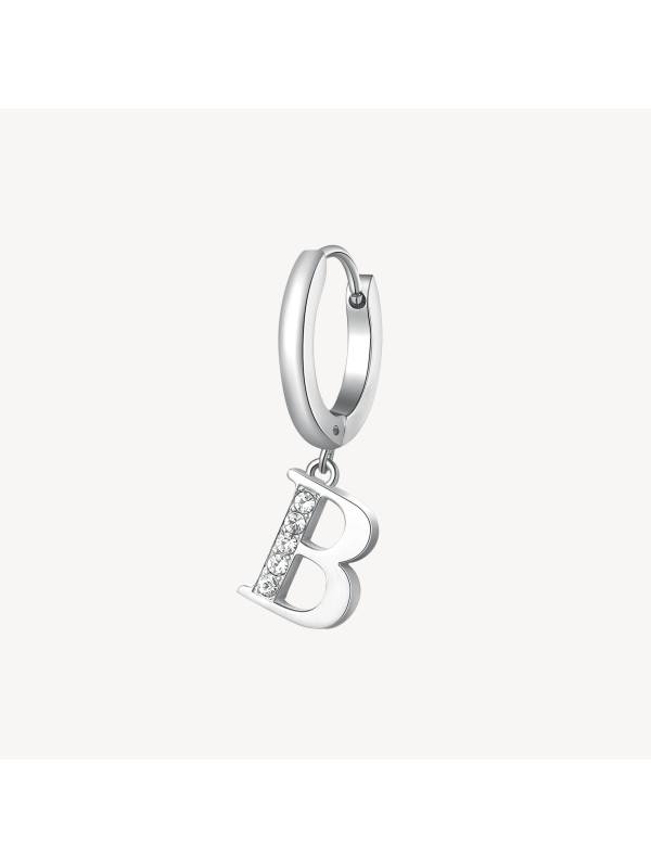 Mono Orecchini Donna Brosway Chakra BHKE058 in Acciaio Silver Lettera B