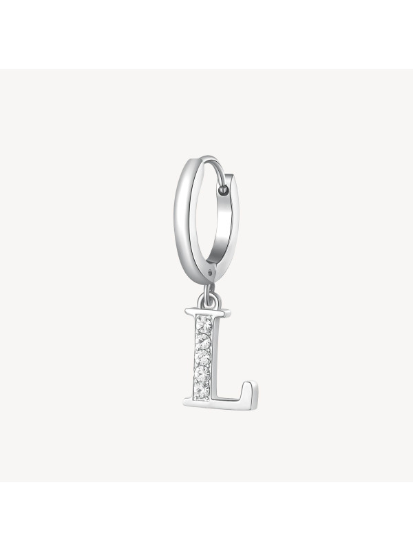 Mono Orecchini Donna Brosway Chakra BHKE068 in Acciaio Silver Lettera L