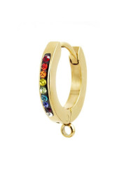 Mono Orecchino Marlù Donna 2OR0055G-RGB in Acciaio Pvd Oro Con Cristalli Arcobaleno