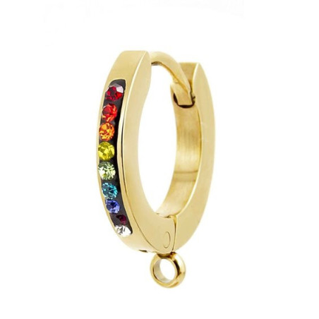 Mono Orecchino Marlù Donna 2OR0055G-RGB in Acciaio Pvd Oro Con Cristalli Arcobaleno