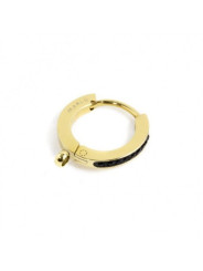 Mono Orecchino Donna Marlù 2OR0055G-N in Acciaio Pvd Oro e Cristalli Neri