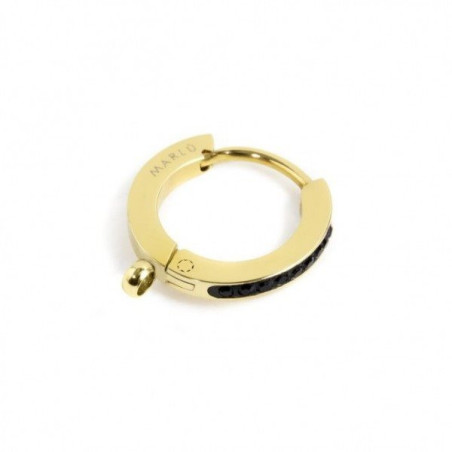 Mono Orecchino Donna Marlù 2OR0055G-N in Acciaio Pvd Oro e Cristalli Neri