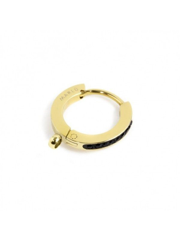 Mono Orecchino Donna Marlù 2OR0055G-N in Acciaio Pvd Oro e Cristalli Neri