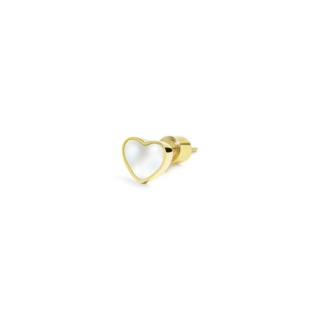 Mono Orecchino Donna Marlù 15OR014G-W in Acciaio Pvd Oro Cuore Madreperla