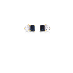 Orecchini Donna A Bottone Liujo LJ2557 in Acciaio Pvd Oro e Cristalli Nero e Bianco