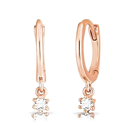 Orecchini Cerchio Donna LiuJo Essential LJ2483 in Acciaio Pvd Oro Rosa Zircone Bianco