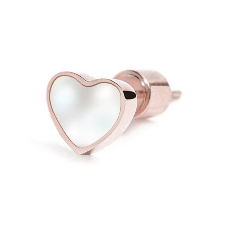 Mono Orecchino Donna Marlù 15OR014R-W Cuore in Acciaio PVd Oro Rosa con Perla