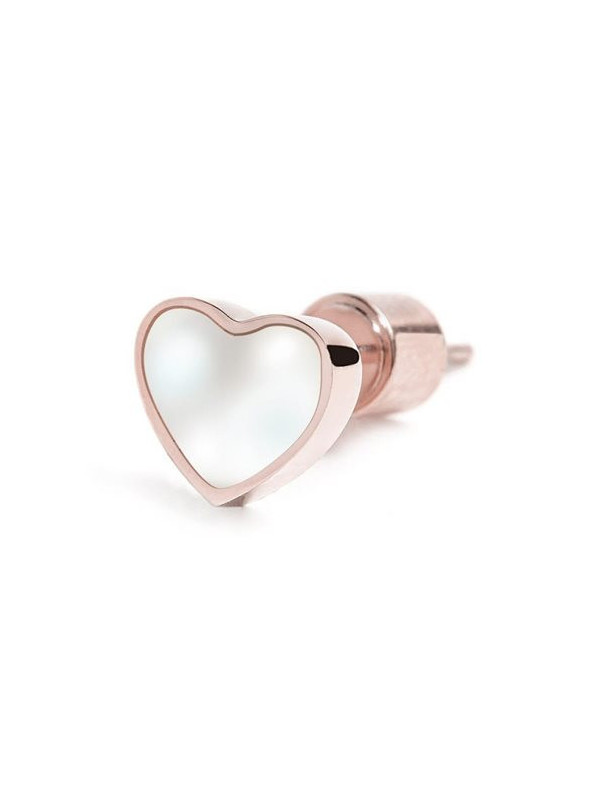 Mono Orecchino Donna Marlù 15OR014R-W Cuore in Acciaio PVd Oro Rosa con Perla