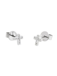 Orecchini Donna Marlù 18OR041 in Acciaio Silver a Croce e Cristalli