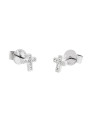 Orecchini Donna Marlù 18OR041 in Acciaio Silver a Croce e Cristalli