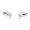 Orecchini Donna Marlù 18OR041 in Acciaio Silver a Croce e Cristalli