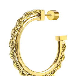 Orecchino semicerchio Marlù Vision unisex acciaio dorato con catena a corna 33OR0053G