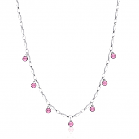 Women's Necklace Brosway BYM140 Symphonia in 316L Steel with 7 Pink Crystals