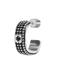 Mono Orecchino unisex Marlù 33OR0049-N a lobo a cerchietto con trama puntinata black oil