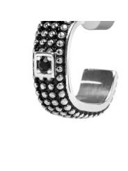 Mono Orecchino unisex Marlù 33OR0049-N a lobo a cerchietto con trama puntinata black oil